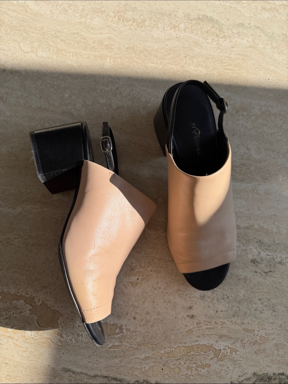 3.1 Phillip Lim Nude Beige Open-Toe Slingback Block Heel Mules